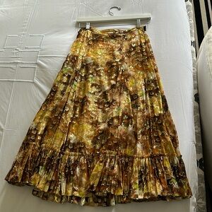 Love Shack Fancy brown and gold long skirt
